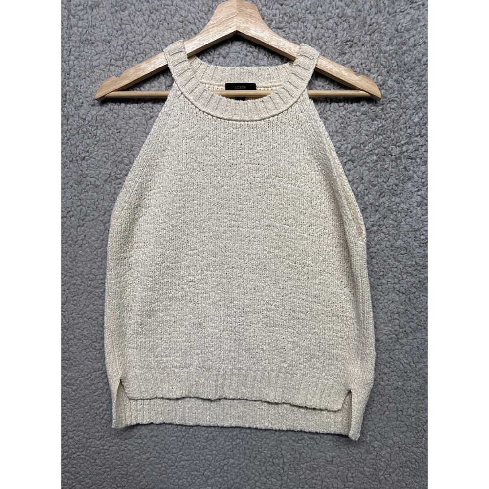 J.Crew Womens Cream  Textured Knit Halter Sleeveless Sweater Tank Top Medium